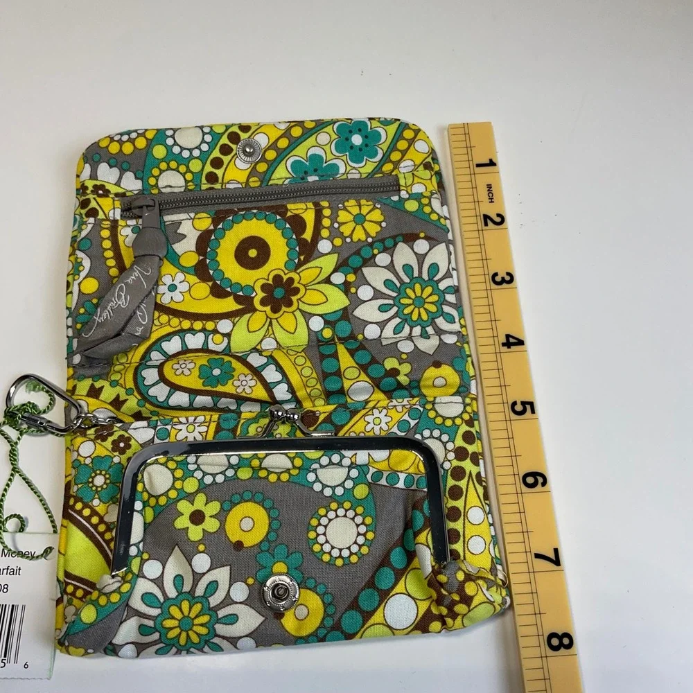 Vera Bradley One for the Money Wallet Lemon Parfait Paisley Quilted Cotton New - Picture 5 of 8